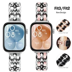 Lederen + Metalen Band Voor Huawei Horloge Fit 2 Band Ontwerp Polsband Rvs Armband Huawei Fit 3 Fit2 Accessoires