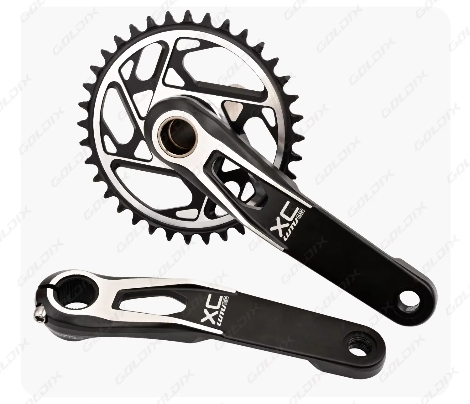 GOLDIX Mountainbike-Kurbelketten-Radsatz, fest mit 3 Schrauben, Beinlänge 170 mm/175 mm, versetzt 3 Grad, 30 Zähne, 34 Zähne, 36 Zähne, 38 Zähne – Detail 10