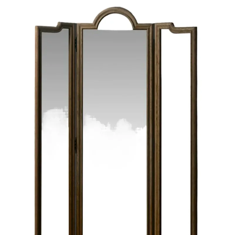 

American solid wood bedroom folding full-body mirror furniture modern log clothing store special full-body mirror slimming