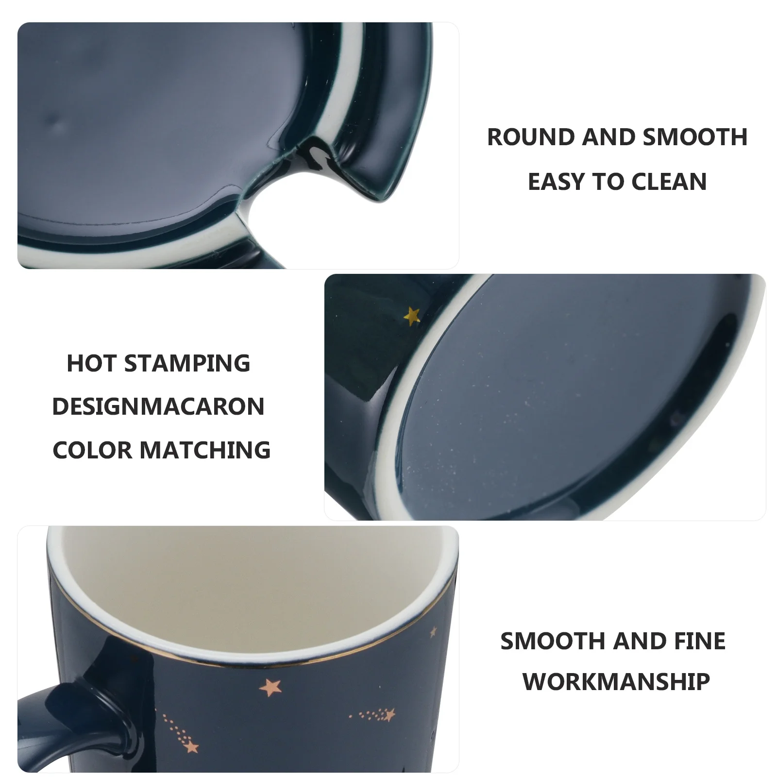 

1Set Gold Rimmed Sky Ceramic Coffee Mug Lid Spoon Set Home Office Gift Coffee Mug with Lid and Spoon Milk Cup