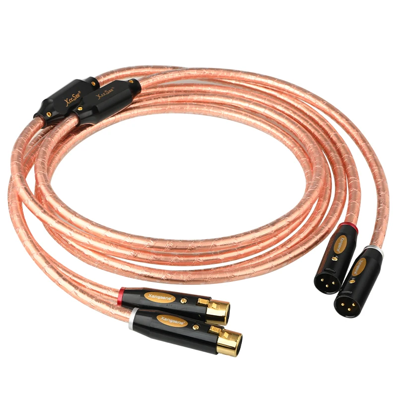 Pair Signature 3 Pin XLR Balanced Cable OCC 24K Square Core Copper HiFi Audio Interconnect Line