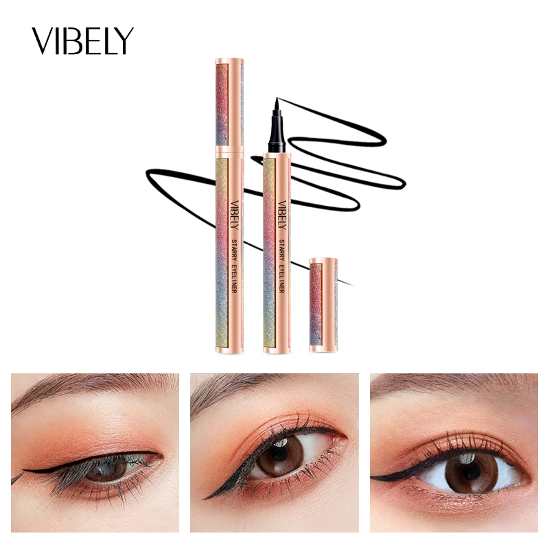 VIBELY Starry Sky Black Liquid Eyeliner Pen Waterproof Quick Drying Eye Liner Pencil Women Beauty Cosmetics Eye Makeup Products