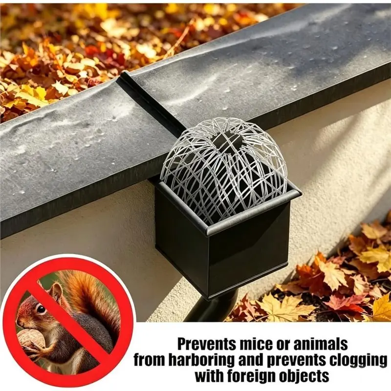 M11K-Adjustable Expandable 10 Pack 3.14 Inch Downspout Strainer Guard Rustproof Mesh Filter Blocks Leaves Debris