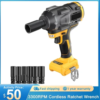 20V cordless impact wrench electric impact gun 3300RPM 1250N.m brushless power impact drill with 6 impact sockets