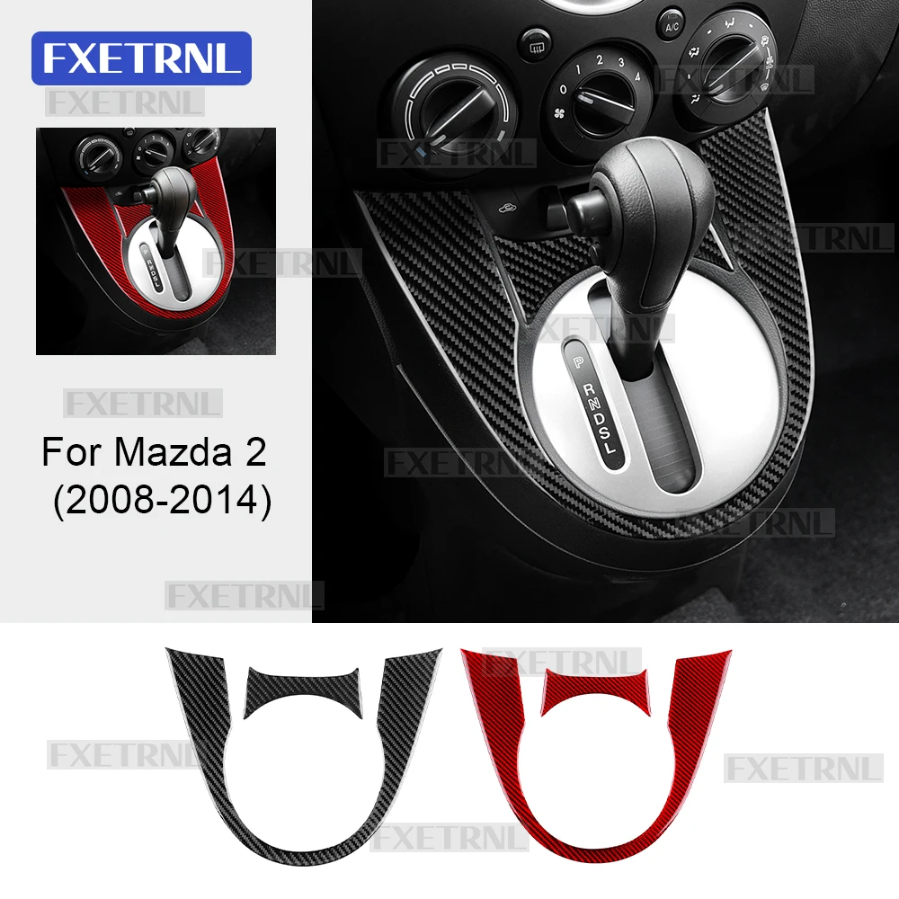 Pegatina DE fibra DE carbono suave Real para Mazda 2 DE 2008 2009 2010 2011 2012 2013 2014 LHD RHD, embellecedor de marco exterior de cambio de marchas de coche
