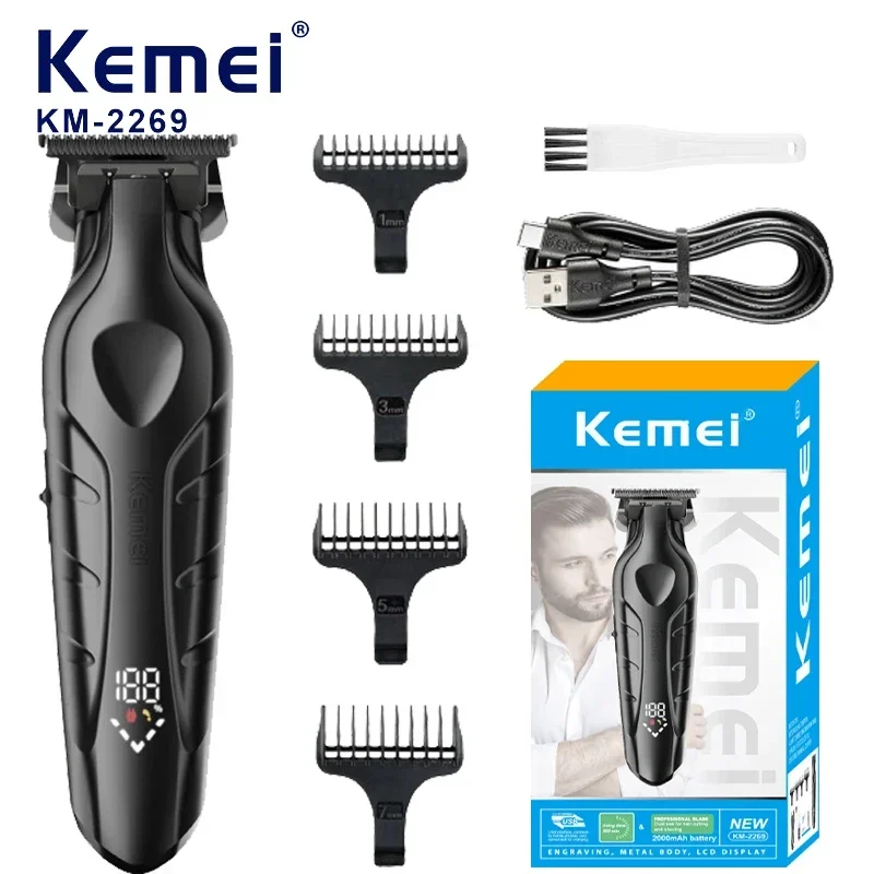 

Kemei Men Professional Hair/Beard Trimmer Zero Gapped Hair Clippers for Barber Hair salon specific electric push shear km-2269