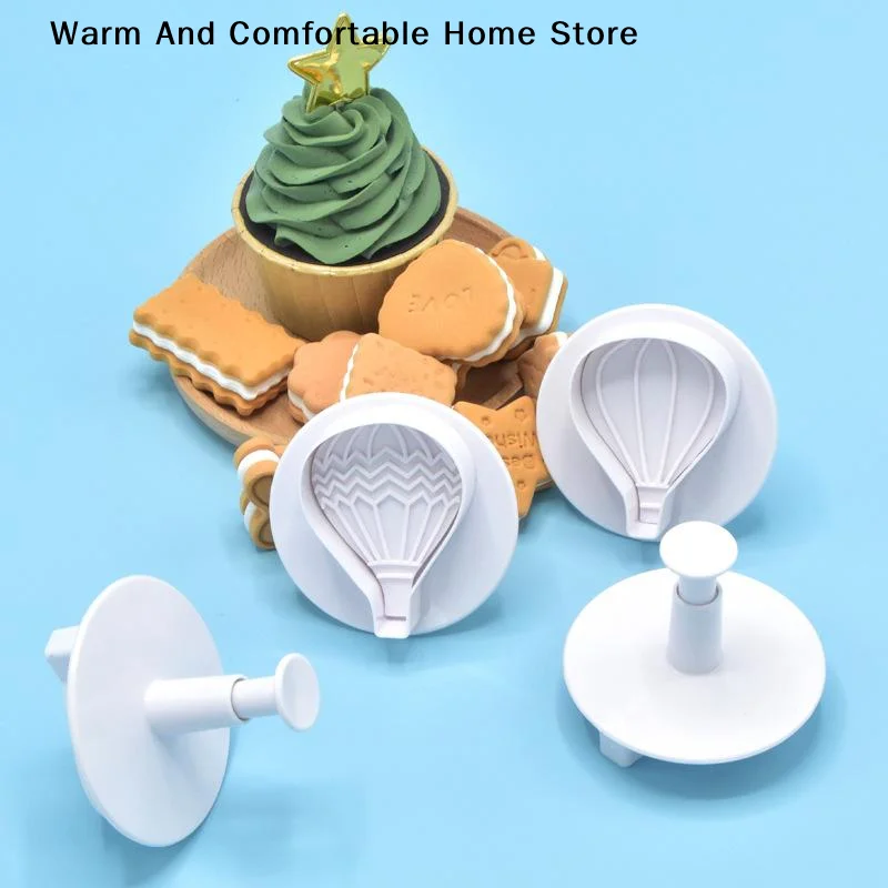 【SE】4Pcs Hot Air Balloon Frosting Cookie Mold Spring Press Mold Cake Decoration Mold Chocolate Mold Kitchen Baking Tools