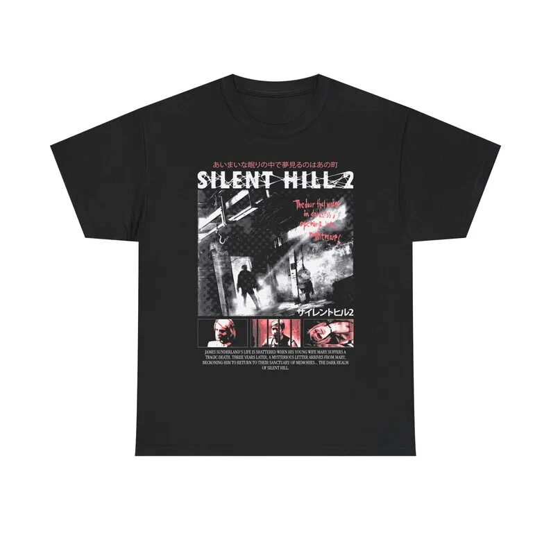 Silent Hill 2 Survival Game Unisex T-Shirt Horror Video T-Shirt Spiel Geschenk Shirt Pyramidenkopf Grafik Top Halloween Geschenk Bekleidung