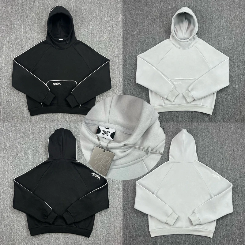 

2025 Новая модная толстовка с капюшоном Mertra, классическая вышивка с буквенным логотипом, лоскутный пуловер в полоску, мужская одежда
