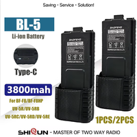 Baofeng UV-5R Battery UV5R Walkie Talkie Enlarger Extended Li-ion Battery BL-5 3800mAh Thicker USB-C for UV-5RE BF-F8 F9 UV-5X3