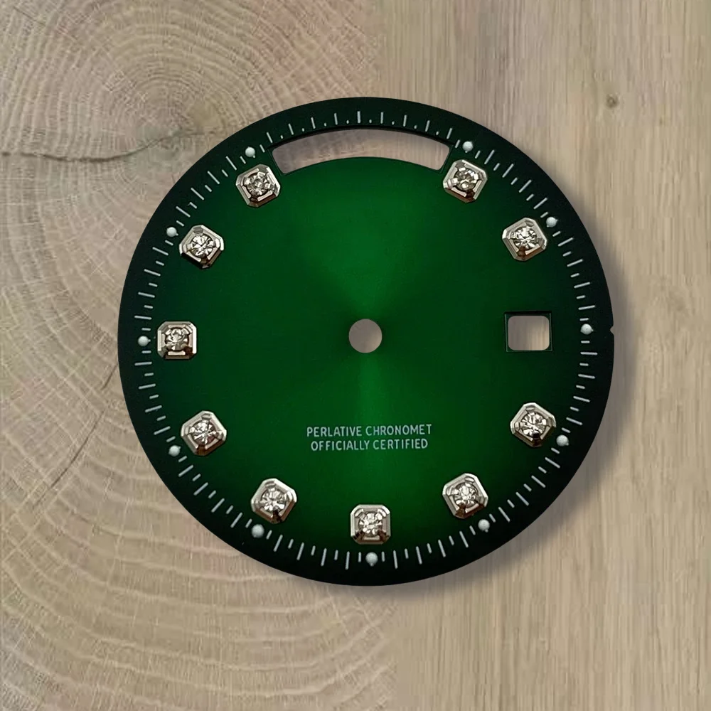 31mm S Logo Day And Date Diamonds Dial Fit 8285 Movement Sunray High-Quality Dial Watch Modification Accessories