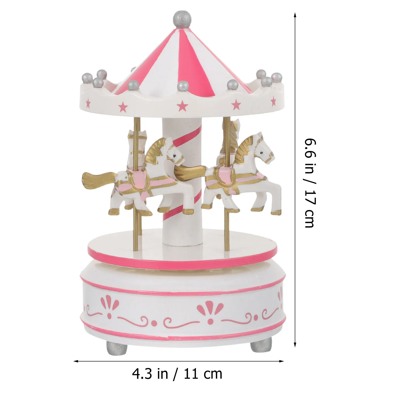 Wooden Carousel Music Box Handcrafted Rotating Desktop Ornament Gift for Lovers Friends Kids Home Decor Christmas Birthday