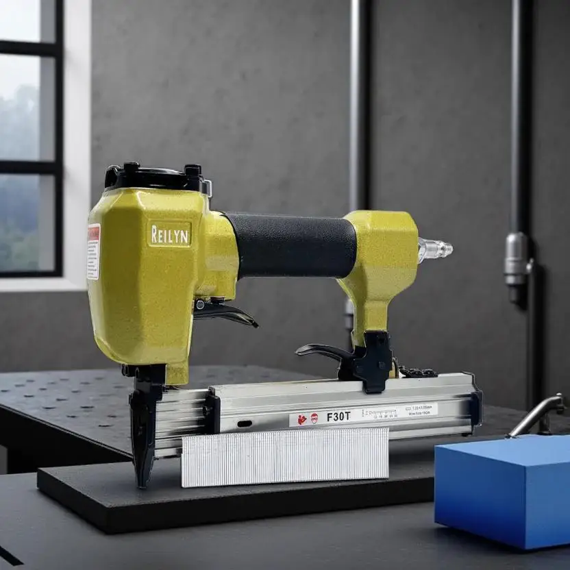 

Reilyn 18Ga воздушный степлер для обивки F30, пневматический гвоздезабивной станок с обрамлением, 10-30 мм, гвозди Brad для мебельных оболочек, деревообрабатывающие инструменты
