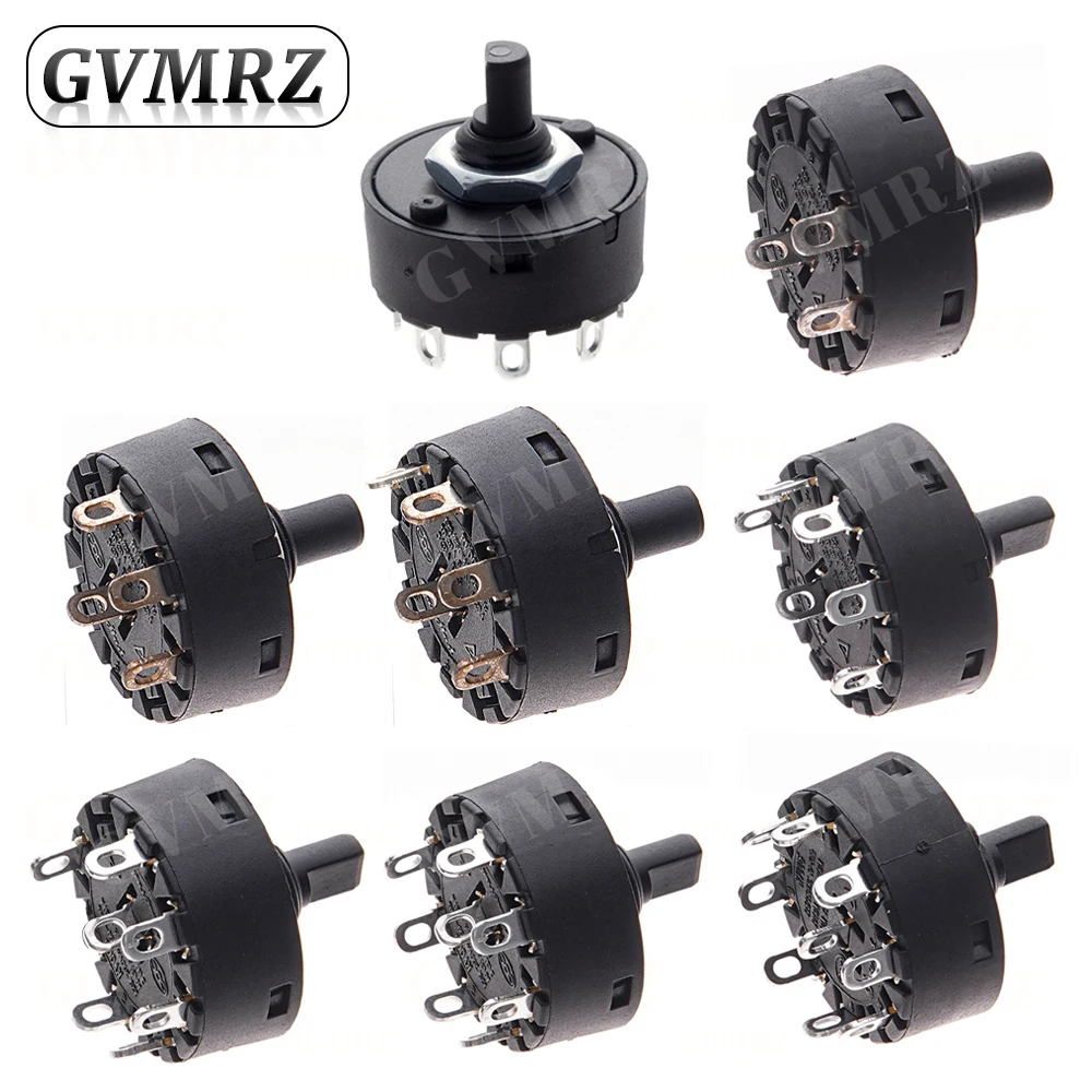 مفتاح مقبض 6A 2/3/5/6/7/8 موقف مفتاح دوار 3/4/6/7/8/9Pin فرن كهربائي مفتاح الطاقة سخان التحكم في درجة الحرارة التبديل