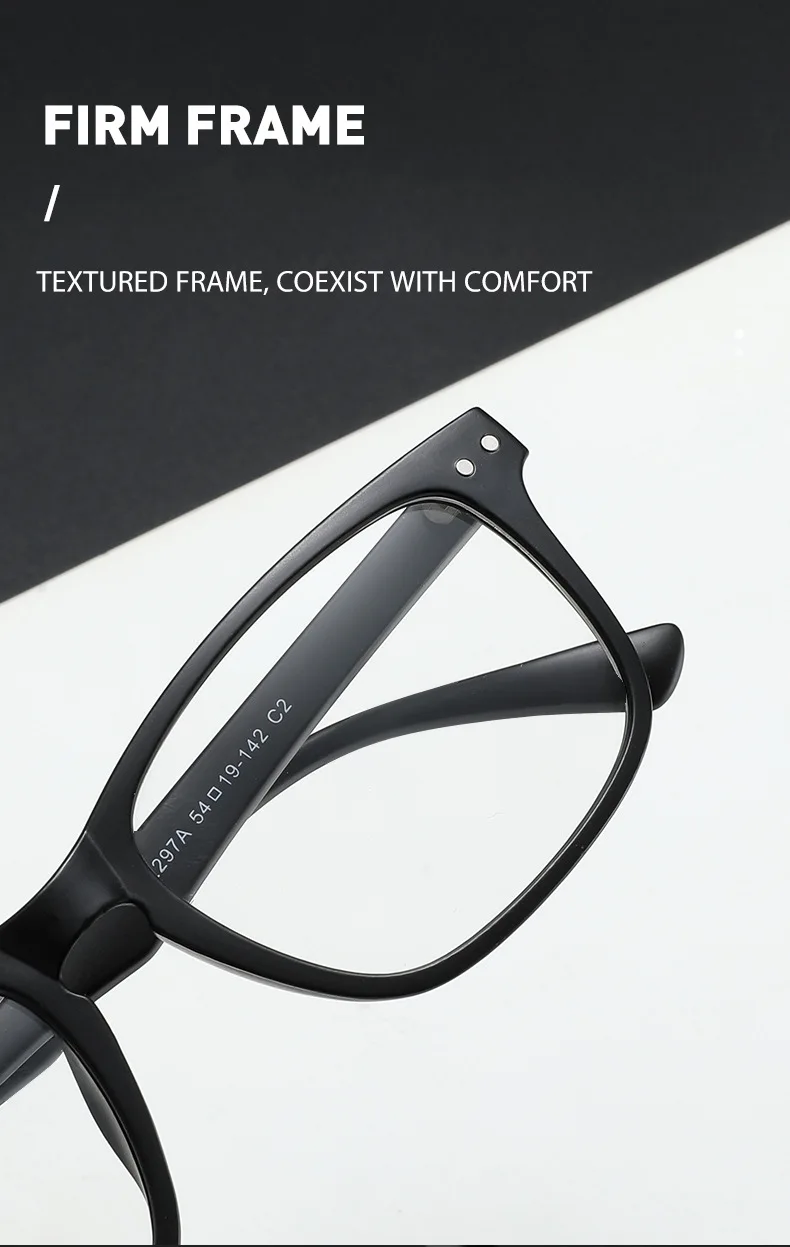 VCKA Polarisierte Magnet Myopie Sonnenbrille Frauen Clip Gläser Quadratische Optik Myopie Spektakel Männer 6 In 1 Brillen Rahmen -1,0 ~ 6,0 – Detail 3