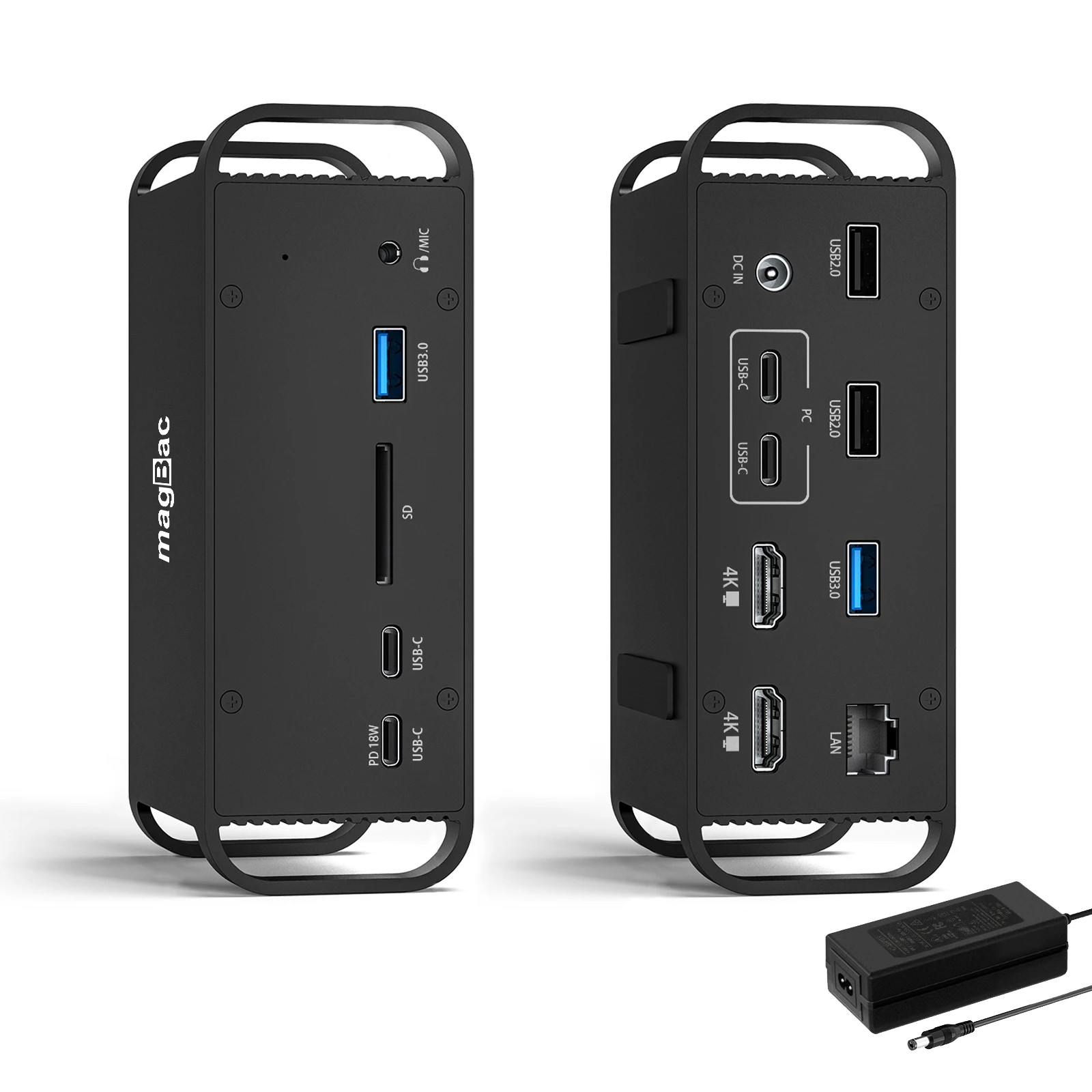 USB C 14 in 2 Docking Station MacOS Triple Display 2*4K@60Hz HDMI,AC Power Adapter,8*USB Ports-Twin USB-C Cable,USB C 3.0 PD 18W