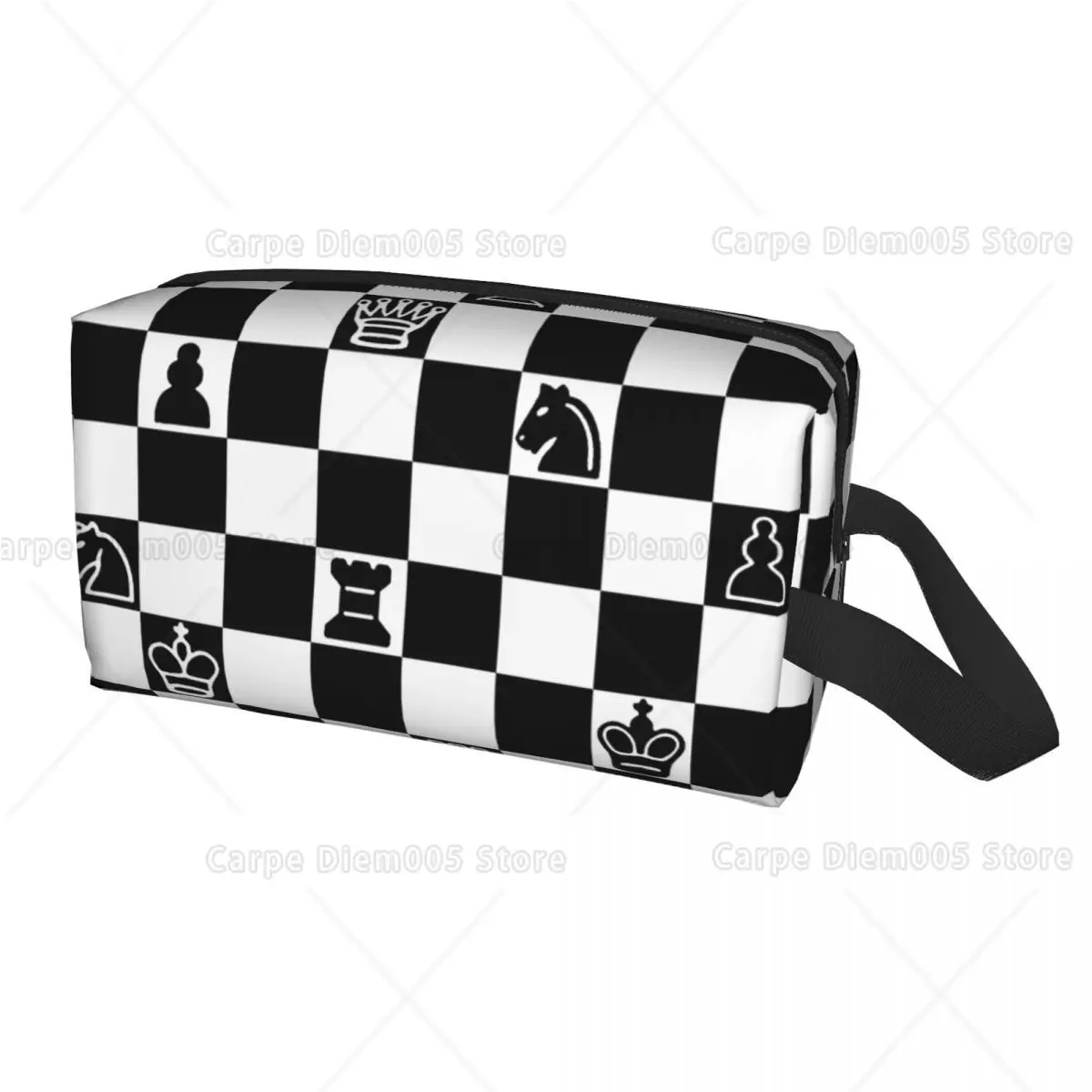 Makeup Bag, Travel Portable Checkered Pattern Cosmetics Case for Women Zipper Large Capacity Toiletry Organizer