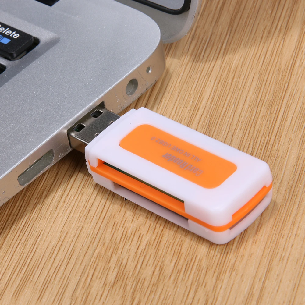 4 in 1 Mini USB 2.0 Card Reader USB Card Reader Adapter 4 Card Slots Portable Memory Card Reader USB Adapter for TF SD MS M2
