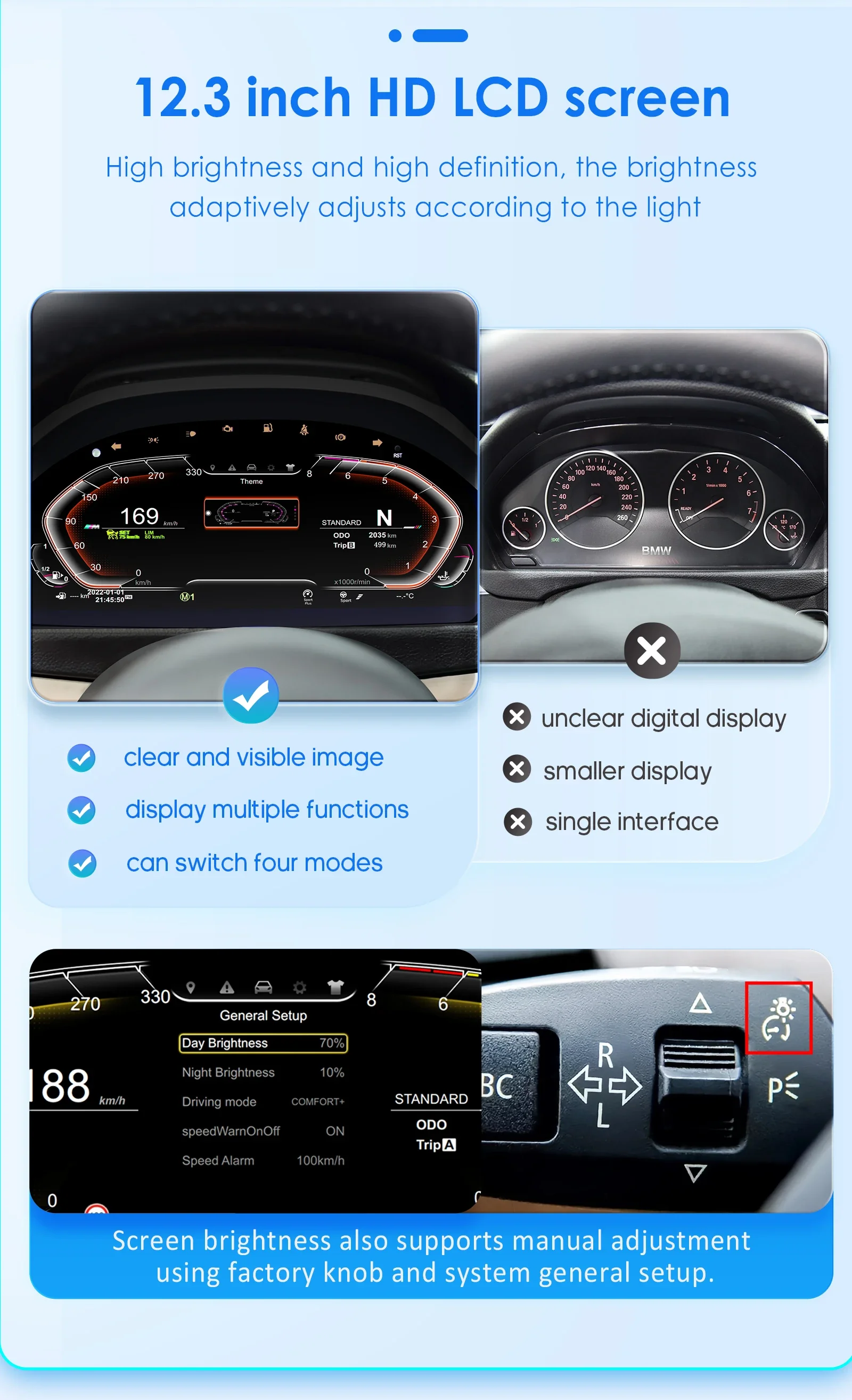 For BMW 3 Series E90 E91 E92 E93 2005-2012 Car LCD Digital Cluster Virtual Cockpit Speed Meter Screen Instrument Panel