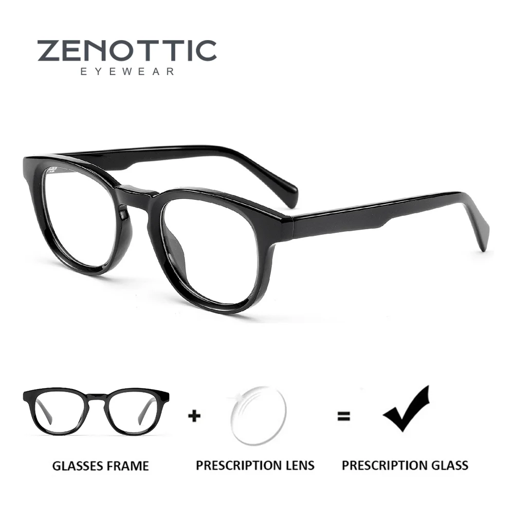 

ZENOTTIC Women Retro Prescription Glasses Square Acetate Frame Classic Design Myopia Progressive Lenses
