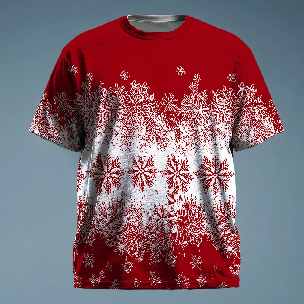 

S-9xl plus size Big & Tall Short Sleeve (Christmas Element) Stylish Red-Green Hues, Lightweight, Fits Guys for All-Day Comfort