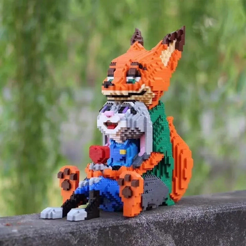 Disney Building Blocks Zootopia Judith Nick Fox Rabbit Couple Gift Micro Particle Building Blocks Puzzle Toy Action Figure Gifts