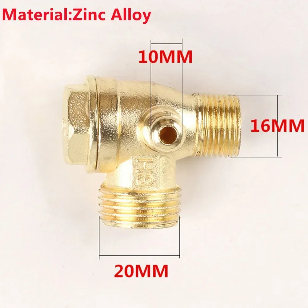 10*16*20 3-Port Brass Threaded Check Valve Air Compressor Tube Connect Air Pressure Tank Compressor Piston Pump Connector Tool