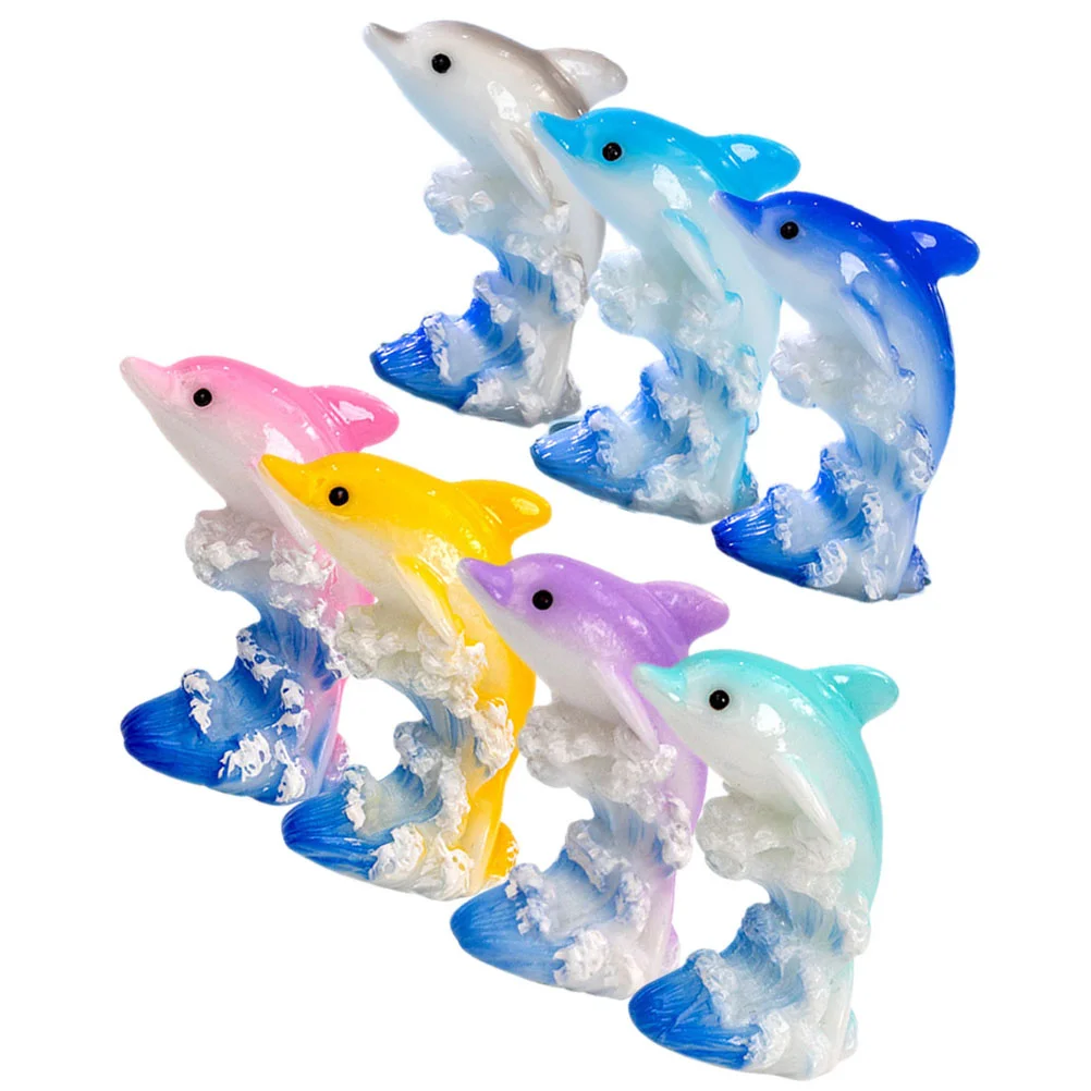 7 Pcs Aquarium Decorations Micro Landscape Dolphin Animal Miniature Figurines Child