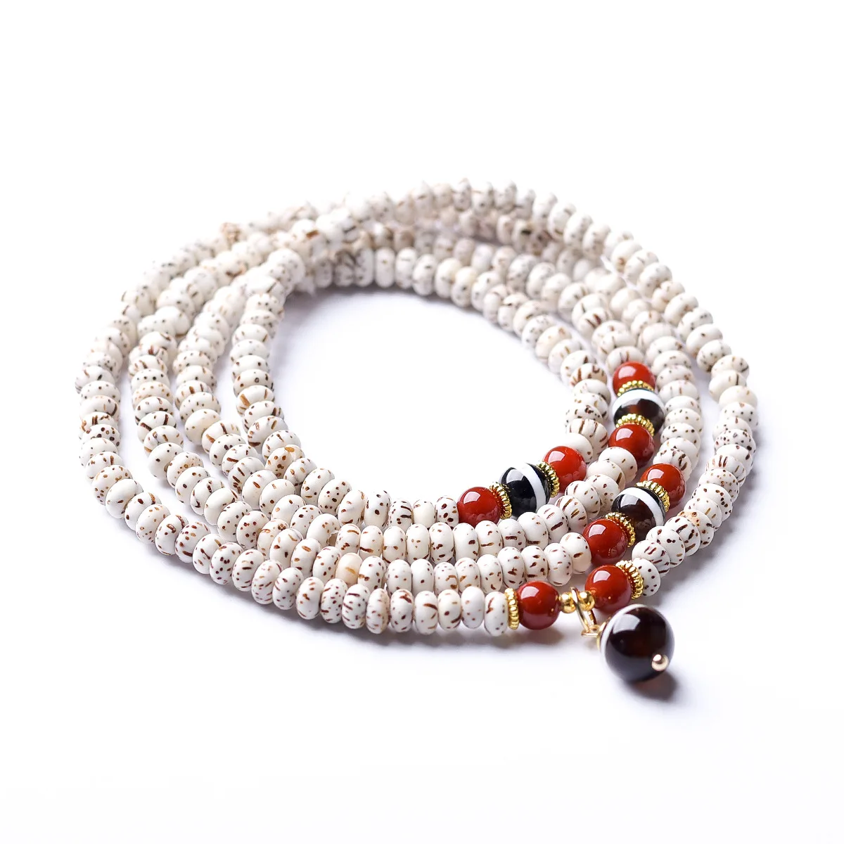 2026 New Moon Star Bodhi Multi Wrap Bracelet New Chinese Style Prayer Bead Bracelet with Linear Dzi Beads Gifts