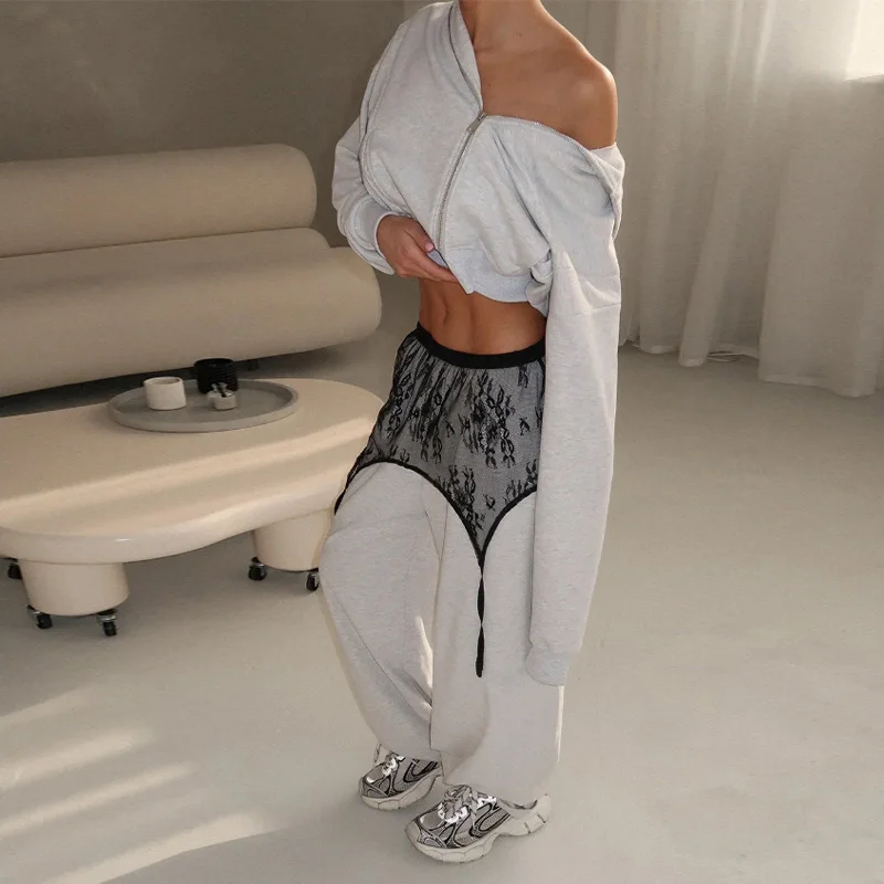 Modischer Spitzenrock für Damen, Kurzer Schwarzer Rock mit Hoher Taille, Transparenter Loser Rock, Frühjahr/Sommer 2026 Streetwear Damenröcke – Detail 5
