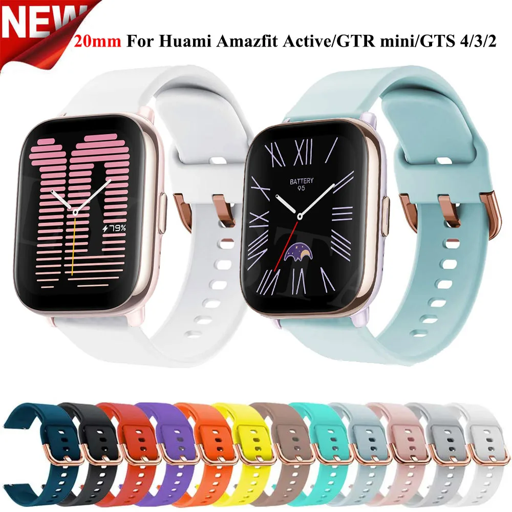 Nuovo cinturino per orologio in silicone da 20mm per Huami Amazfit Active 2 GTS 4 2 mini cinturino per Amazfit Bip U 3 pro GTR Mini 42mm braccialetto
