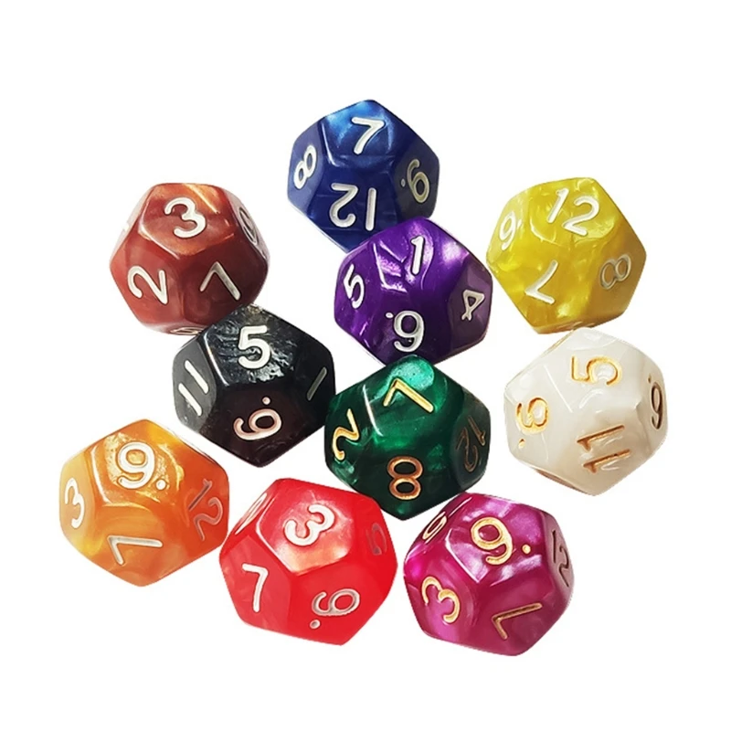 10Pcs Wood Dice 12 Sided Dice 18mm Digital Number Cubes Round Coener For Kid Educational Toys DIY Board Games Dice D12