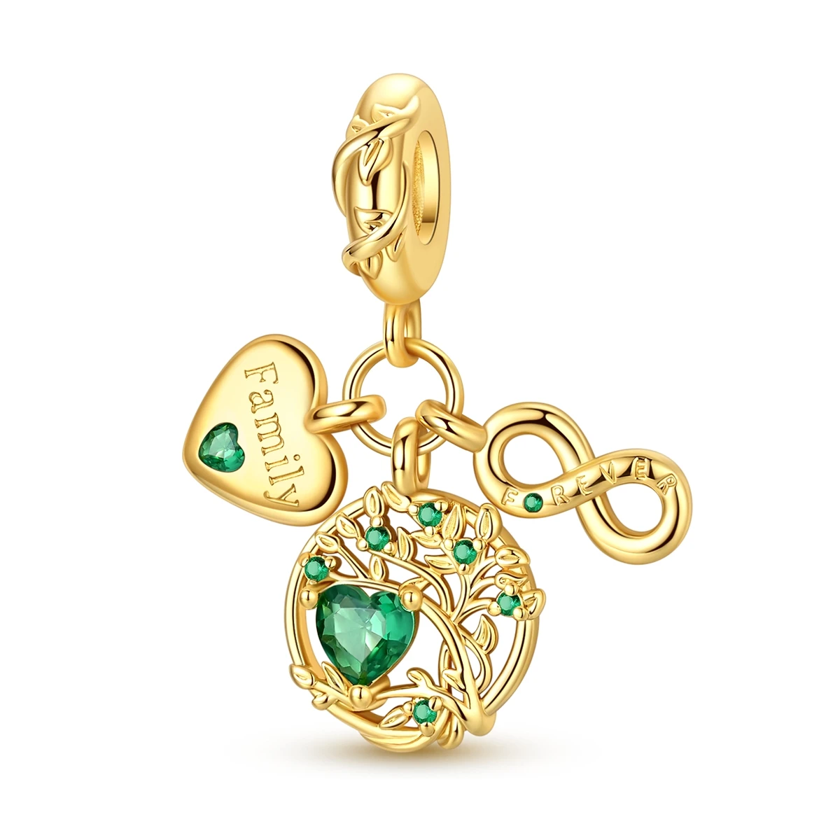 925 Sterling Silver Golden Charm Eternal Love Family Tree fit Original Pendant Bracelet Diy For Woman Fine Jewelry