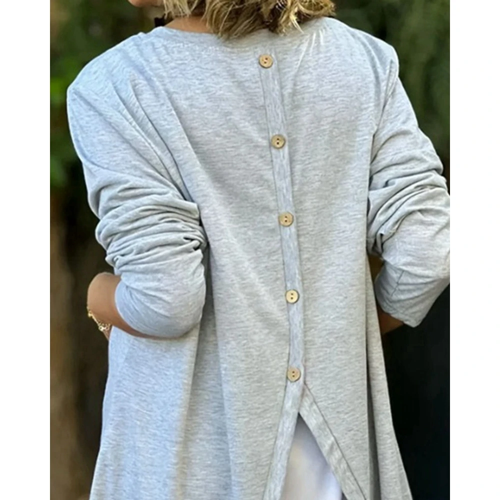 Autumn Women Buttoned Back O Neck Fake Two Piece Long Sleeve T Shirt Top Fashion Letter Print Elegant Femme Street Wear Top Traf