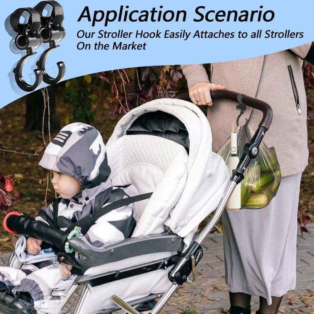

Decor Large Hook Stroller Hook 360 Rotary Hook and Loop Pram Accessories Durable Degree Hook Pushchair Hanger Car Seat