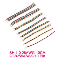 20PCS/5 SH 1.0 Wire Cable Connector DIY SH1.0 JST 2/3/4/5/6/7/8/9/10 Pin Electronic Line Single Connect Terminal Plug 28AWG 10cm