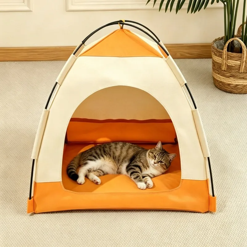 Foldable Cat House Pet Tent Breathable Screen Window Portable Dogs Tent Semi Enclosed Pet Nest Outdoor Travel Pet Furniture - view 2