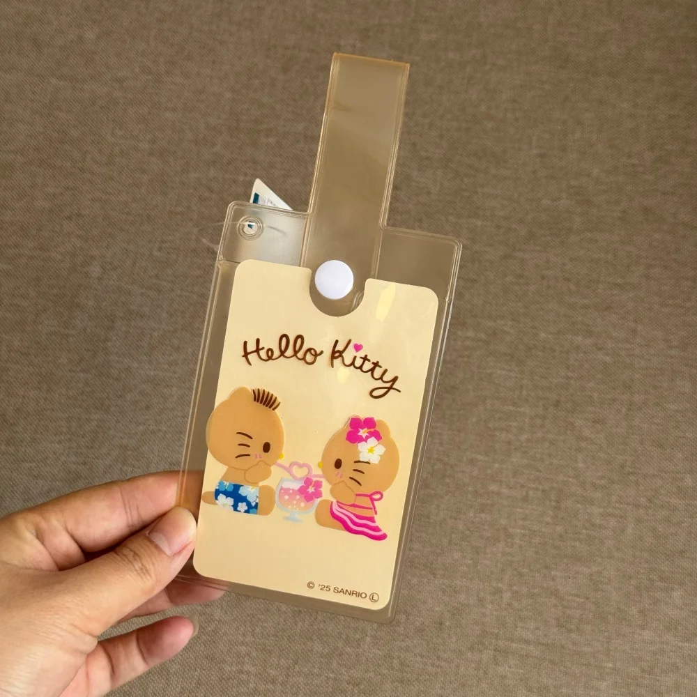 Genuine Sanrio Hello Kitty Clear Card Holder Cute Tanned Kitty ID Badge Case for Bus Card Work Pass Travel Girls Gifts view 6