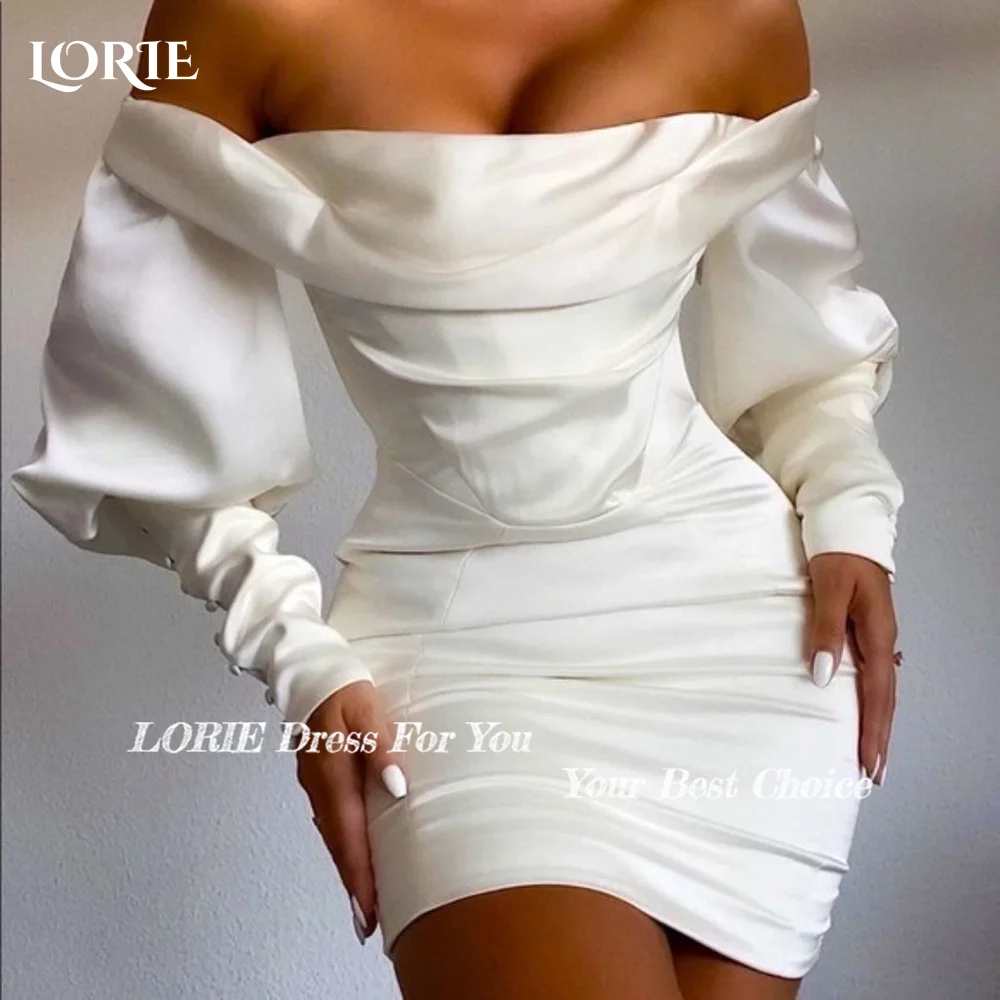 LORIE Vintage Short Wedding Dress Ruffle Pleats Backless Sexy Sweetheart Mini Bridal Gown Puff Sleeves Bride Gowns Customized