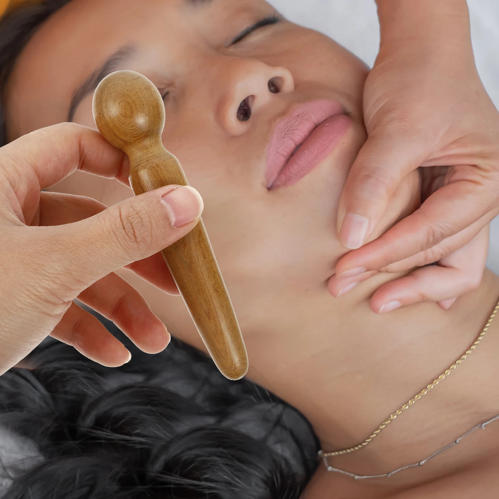 

4pcs Acupoint Massager Wood Head Body Massage Rod For Meridian Pain Relief Skincare Tool Gua Sha Treatment