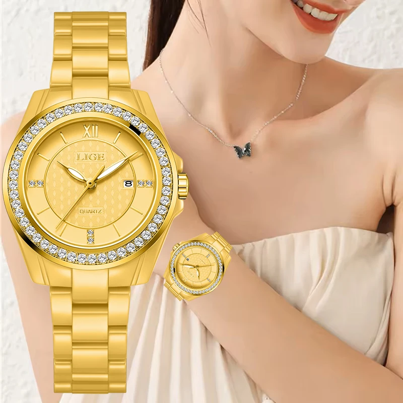 

LIGE Creative Ceramic Strap Luminous Watch For Women Fashion Simple Round Ladies Quartz Watch Sports Chronograph Montre Femme