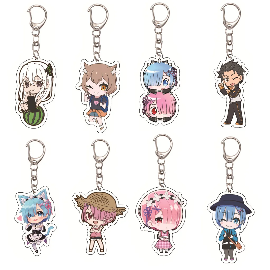 55MM Anime Re:Zero - Starting Life in Another World Schlüsselanhänger Ram Puck Natsuki Subaru Emilia Rem Schlüsselkette Weihnachtsgeschenke