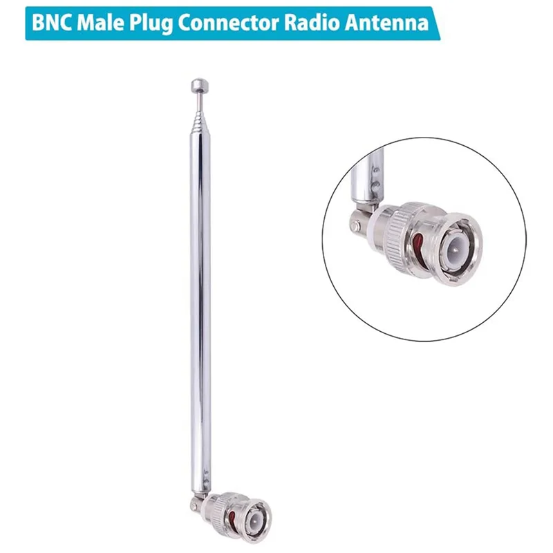 A37T-(10 Pack) BNC Radio Antenna With BNC Male Plug Jack Connector Adapter Telescopic Stainless Steel  VHF UHF BNC Antenna
