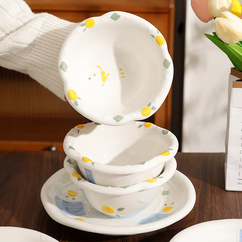 

Креативная домашняя керамическая тарелка, милый мультяшный фарфоровый посуда неправильной формы, тарелки для завтрака, хлеба, овощей, фруктового салата