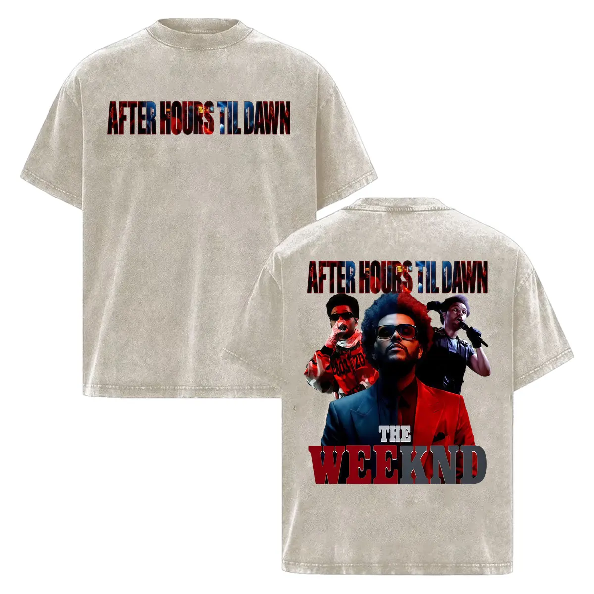 Camisetas de la gira del álbum After Hours Til Dawn de The Weeknd, camisetas vintage lavadas a la moda para hombre y mujer, camiseta holgada de gran tamaño, ropa de calle