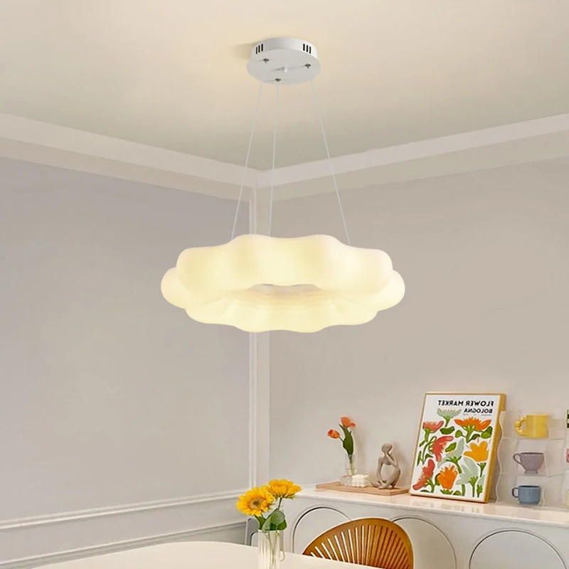 Modern White Led Ceiling Chandeliers Lamp Remote Dimmable Round Pumpkin Cloud Ceiling Lights Kitchen Bedroom Dining Room Lamp