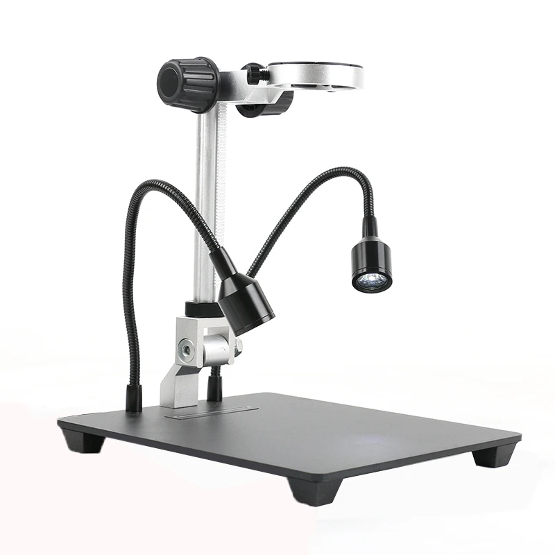 Adjustable Table Working Stand Holder 40mm Microscope Video Camera Lens Industry Microscope Stand With 5W Spotlight Led
