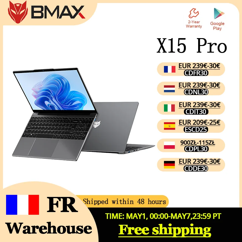 Bmax X15 Pro 15,6 Zoll 16GB RAM 512GB SSD Intel 12. Gen N100 Prozessor Windows 11 Notebook 1920*1080 HDMI WLAN USB PC Laptop