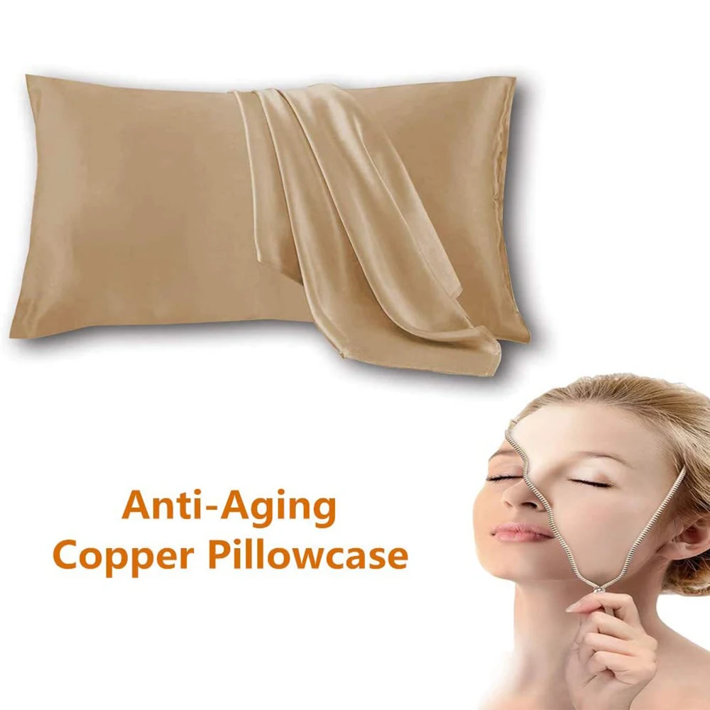 1/2 pcs Copper Pillowcase for Better Sleeping Anti-Aging Pillow Cover Wrinkles Reduction Hair Smoothing