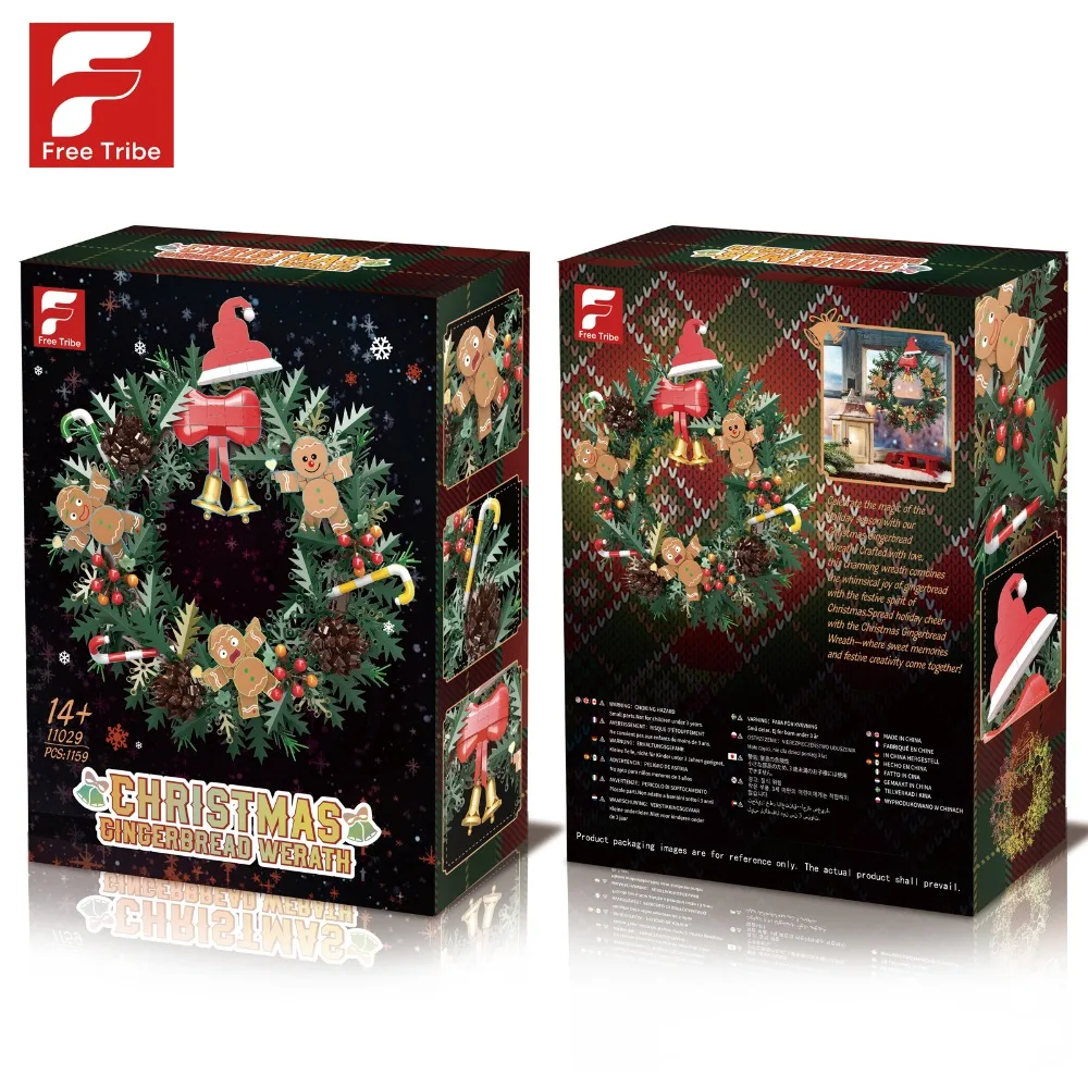 11029 1159PCS 크리스마스 리스 블록 리얼리틱 부케 모델 소형 입자 휴일 장식 축제 홈 데코 선물